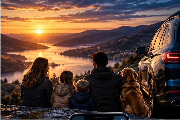 Family at sunset